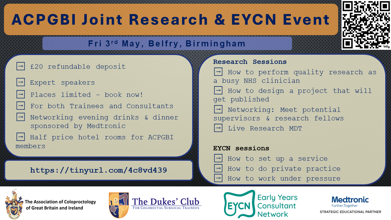 ACPGBI/Dukes' Club /EYCN Research Training Day ACPGBI